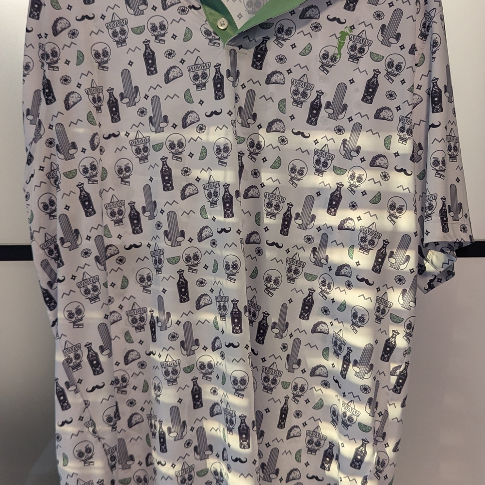 Grunk Dolfer , Skull and Cactus Pattern Polo Shirt